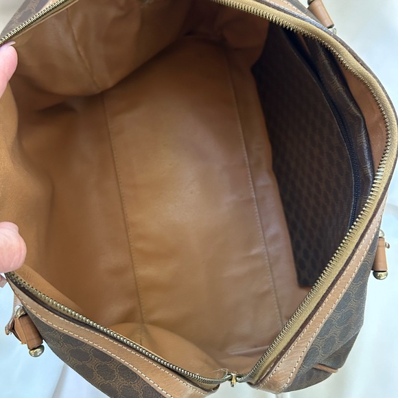 Celine Macadam Boston Triomphe coated canvas and leather handbag. - Picture 11 of 12